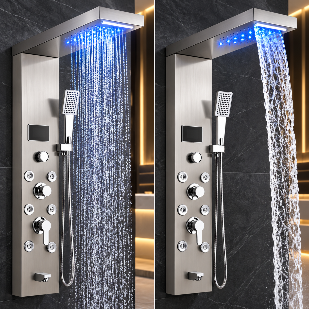 Luxe 5-in-1 Douchepaneel met LED & Massagejets – 3 Kleuren | TegelOutlet XL - Afbeelding 2