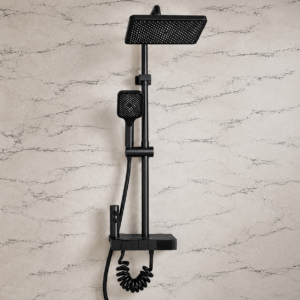 Luxe mat zwarte regendoucheset voor moderne badkamer – TegelOutlet XL