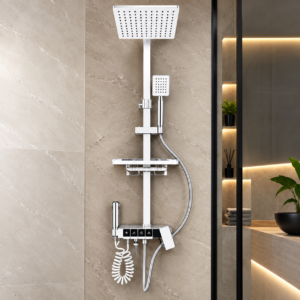Luxe witte regendoucheset voor moderne badkamer – TegelOutlet XL