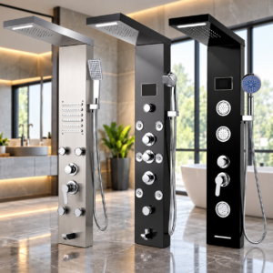 Luxe 5-in-1 RVS douchepaneel met regendouche, massagejets en handdouche – TegelOutlet XL